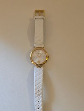 Versus Versace White and Gold Women's Quilted Strap Watch